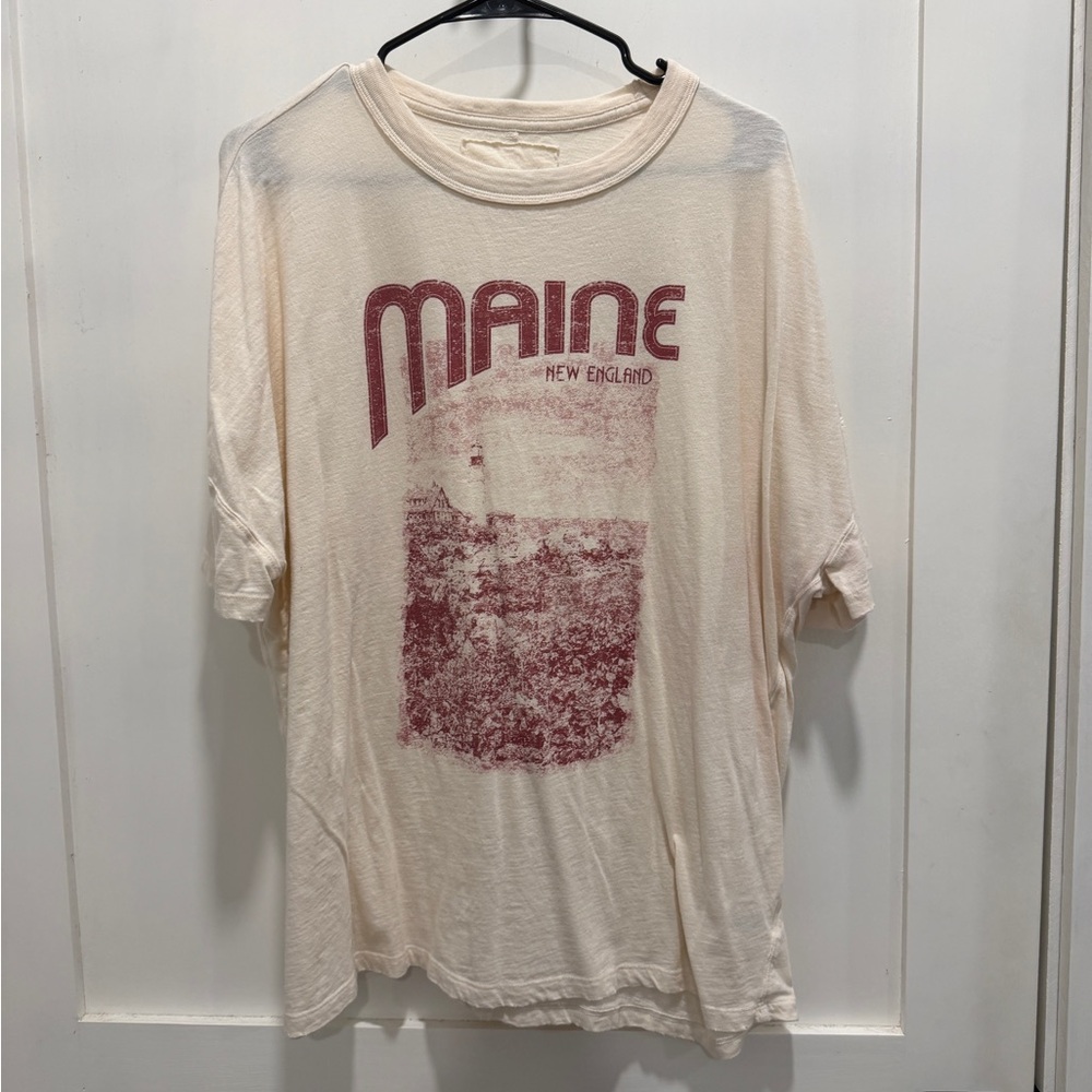 Cream Graphic T-Shirt with Red Print